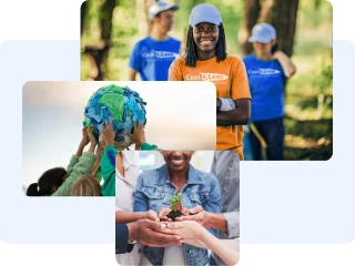 Imagenes que refieren a personas y empleados Cost U Less cuidando el el medio ambiente.